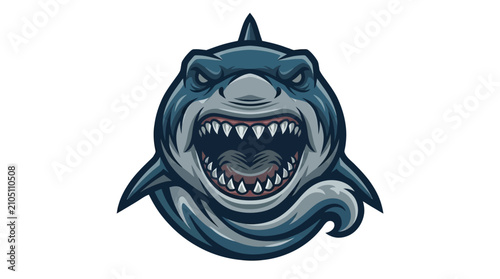 Tableau sur toile Aggressive shark mascot head logo vector illustration with open mouth showing sh