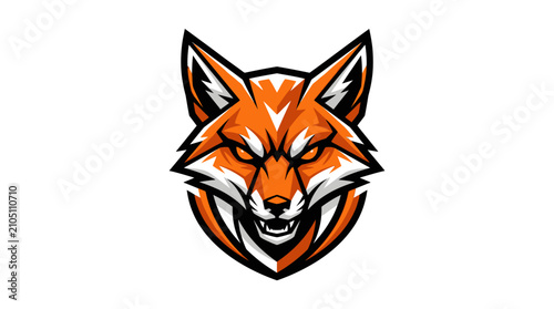 Quadro su tela Aggressive fox head mascot logo illustration.