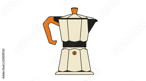 Foto Minimalist flat vector illustration of a classic moka pot coffee maker