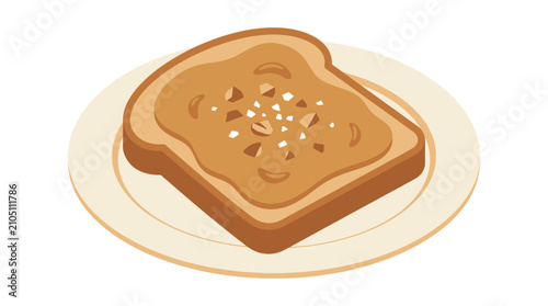 фотографія Illustration of a piece of toasted bread with peanut butter spread