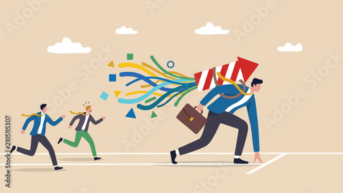 Schilderij op canvas Advantage to boost fast career or business to win competition, motivation, agili