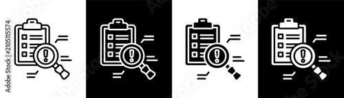 risk analysis white icon set design