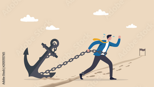 Billede på lærred Career burden, held back or no career path in work, anchoring behavioral finance