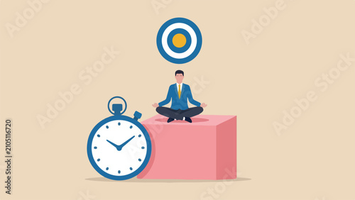 Billede på lærred management to reach target in timely manner concept, calm businessman meditate t