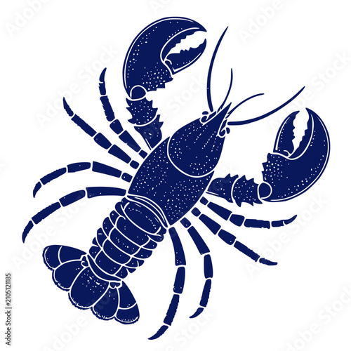Tableau sur toile Lobster with claws and segmented shell