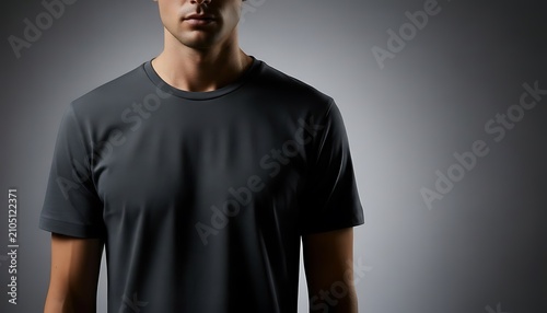 Man Wearing Plain Dark Grey Athletic T shirt for Activewear Fashion