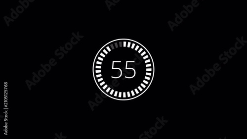 One minute countdown animation on a transparent background.0 to 60 second countdown timer with alpha channel in 4k,














