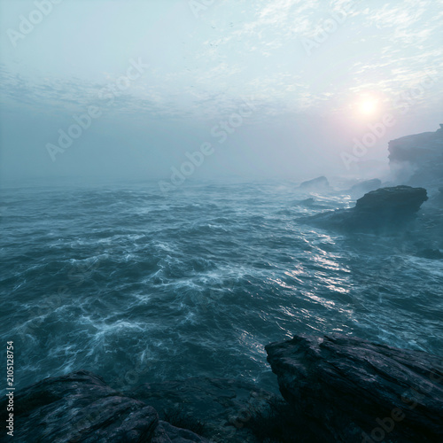a photorealistic image lookin out