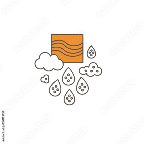Weather icon with clouds and rain drops
