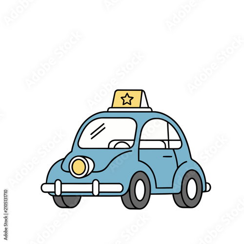 Blue cartoon car with star taxi sign