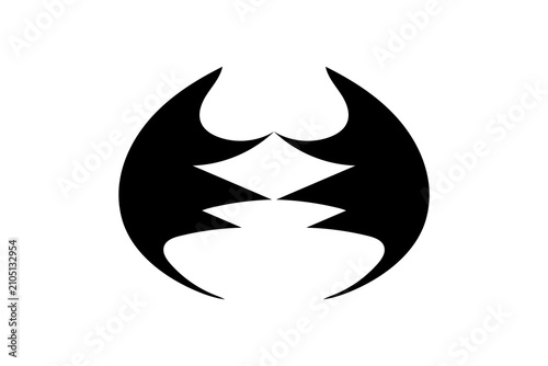 Fotografija Abstract Black Tribal Bat Wing Logo Icon Symmetrical Sharp Gothic Emblem Fantasy