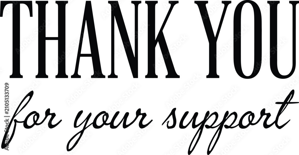 Obraz premium Thank you message in elegant calligraphy with supporting text on a white background
