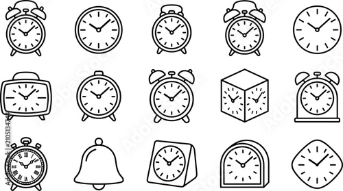 Fotografía Clock and Alarm Icon Set Vector Collection, Time, Schedule, Reminder and Timer S