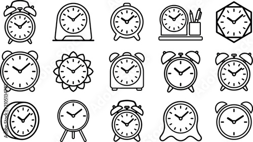 Fotografía Clock Icon Set Vector Collection, Time, Alarm, Schedule and Timer Symbols for Bu
