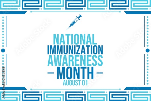 Foto National Immunization Awareness Month Healthcare Background with Vaccine Illustr