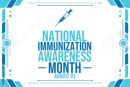 Foto National Immunization Awareness Month Healthcare Background with Vaccine Illustr