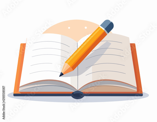 Open Book and Pencil for Learning and Education.