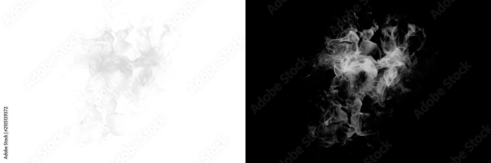 Obraz premium Thick white smoke stream isolated on transparent background for design