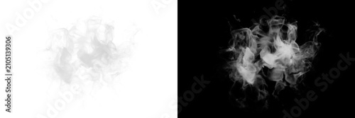 Dynamic white smoke explosion isolated on transparent background effect