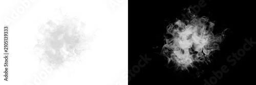 Soft white smoke swirl isolated on transparent background for overlay