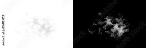 Floating white smoke puff isolated on transparent background for art