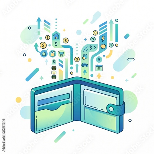 Digital Wallet and Cashless Payment Technology Illustration