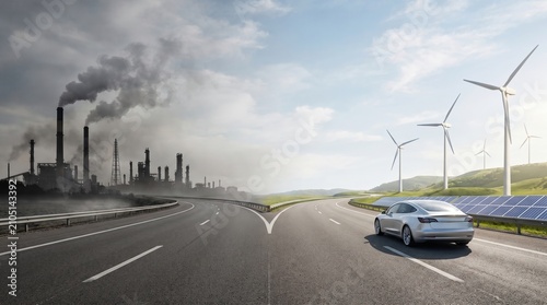 Fork in the Road: From Industrial Pollution to Clean Energy Future with Electric Car