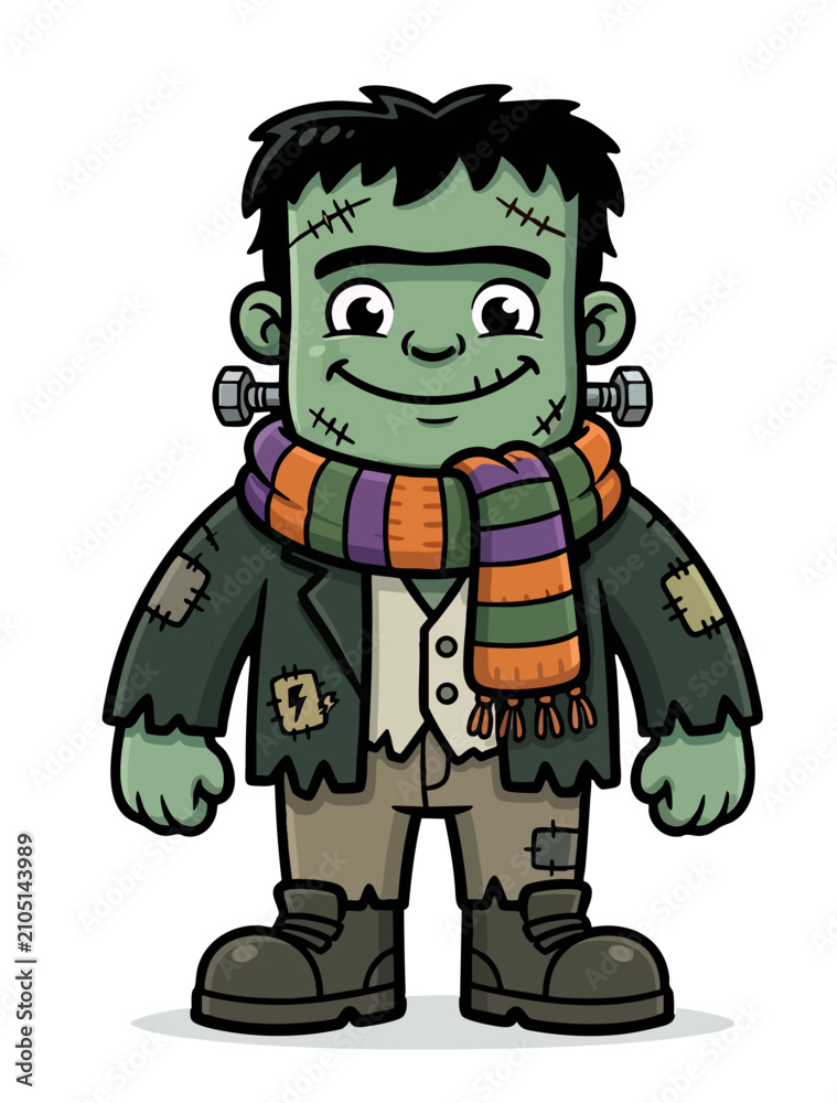 Fototapeta premium The Frankenstein character is wearing a winter outfit.