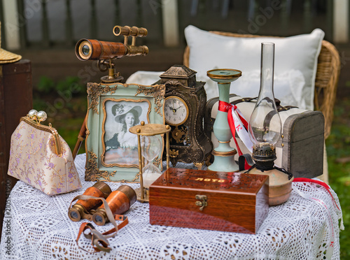 old fashioned objects on a table