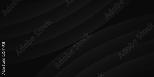 Dark black background abstract 3D geometric with wave effect decoration. Vector illustration