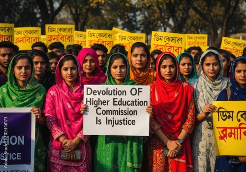 Group of students protesting against higher education policies