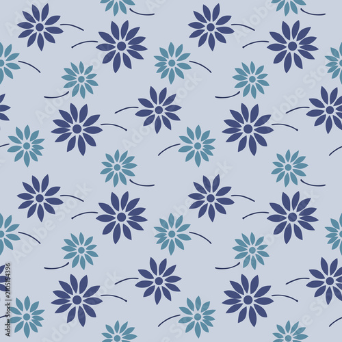 Japanese Pretty Flower Motif Vector Seamless Pattern