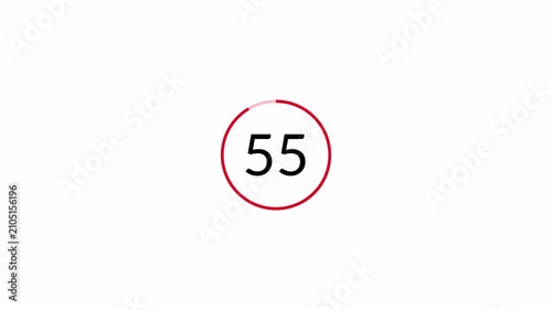 One minute countdown animation on a transparent background.0 to 60 second countdown timer with alpha channel in 4k,















