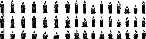 Fotografía Collection of black silhouette candles diverse styles for halloween gothic and s