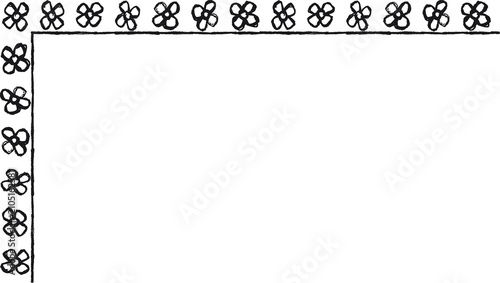 Hand drawn L-shaped frame with daisies. Rectangular frame made with daisies from hand-drawn sketches to give your vector designs a 