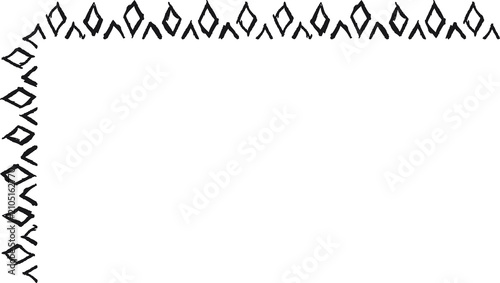 Hand drawn L-shaped frame with white diamonds. Rectangular frame made with white diamonds from hand-drawn sketches to give your vector designs a 