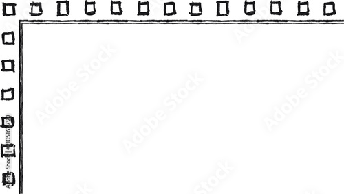 Hand drawn L-shaped frame with white squares. Rectangular frame made with white squares from hand-drawn sketches to give your vector designs a 