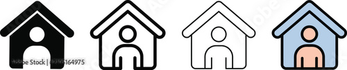 фотографія PrintPerson in House Icon Set – Home, Resident, Property Vector Symbols