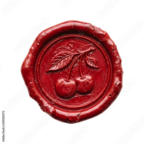 Red Wax Seal with Cherry Embossed Motif