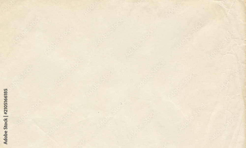 Fototapeta premium Vintage old paper texture background. Empty beige page with aged material surface. Blank parchment scrap for historical document design or rustic stationery project. Retro textured sheet