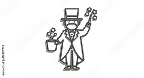 Canvastavla Magician performing trick with magic wand and top hat