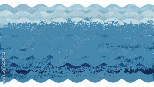 Принти на полотні Blue watercolor ocean waves create a horizontal striped pattern with varying sha