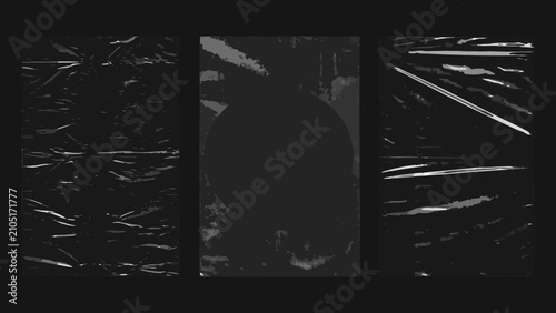 Photos Dark grunge textures with three rectangular panels of black and gray featuring d