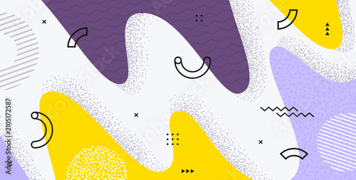 Vector abstract illustration colorful background. Memphis design with geometric shapes and forms.