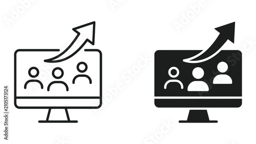 Business growth icon illustrating online team success and productivity