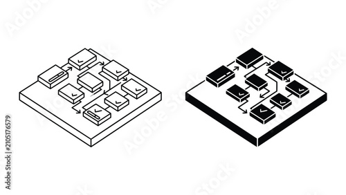 Workflow process and system optimization icon set with workflow, optimization
