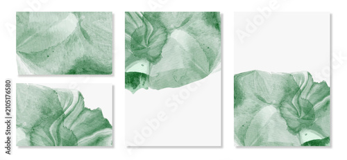 Vászonkép multipurpose set abstract green watercolor background