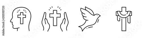 Photography Religious symbols depicting faith concepts in icon set