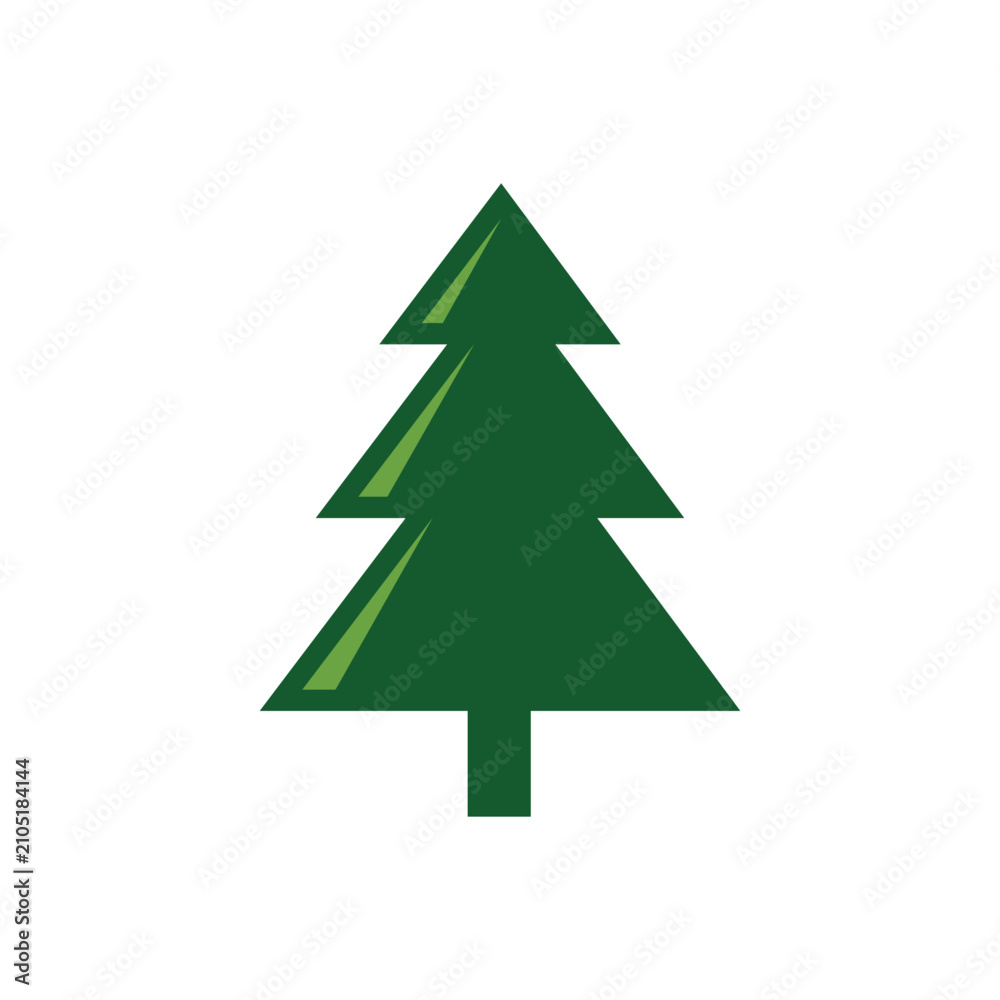 Fototapeta premium Minimalist Stylized Green Pine Tree Graphic Illustration