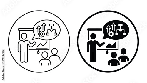 Business strategic planning workshop process presentation icon set with strategy